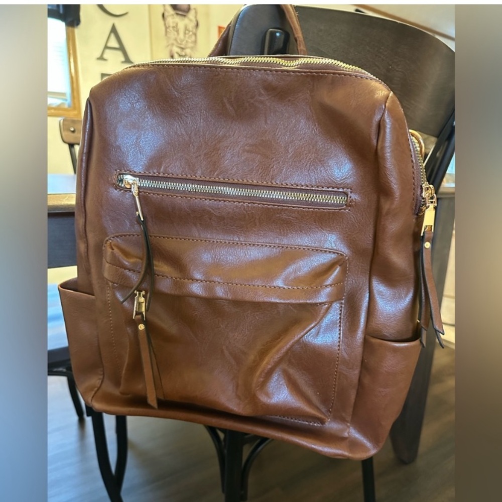 Brown Leather Backpack - image 1